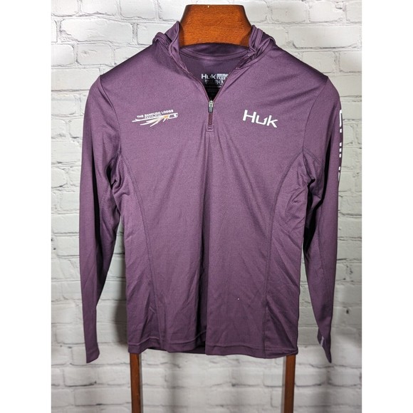 HUK Performance Fabrics Hoodie Womens Small Purple 1/4 Zip Fishing Lightweight - Picture 1 of 8